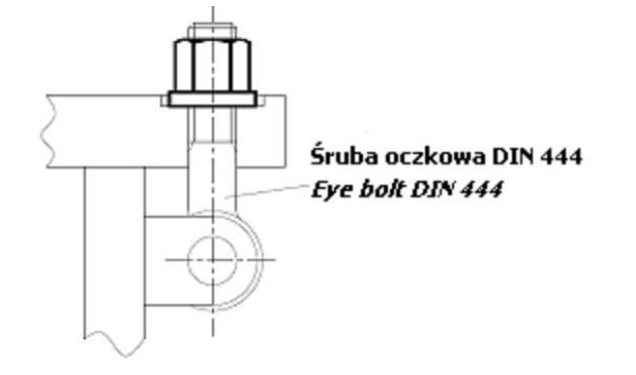 Zabudowa ze śrubą oczkową DIN 444